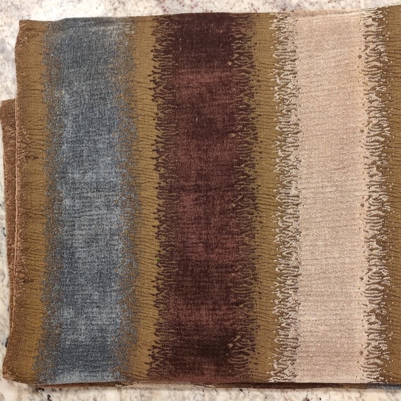 B. Smith Other - B. Smith Neutral Earth Tones Brown Beige Dusty Blue Texture Woven Shower Curtain